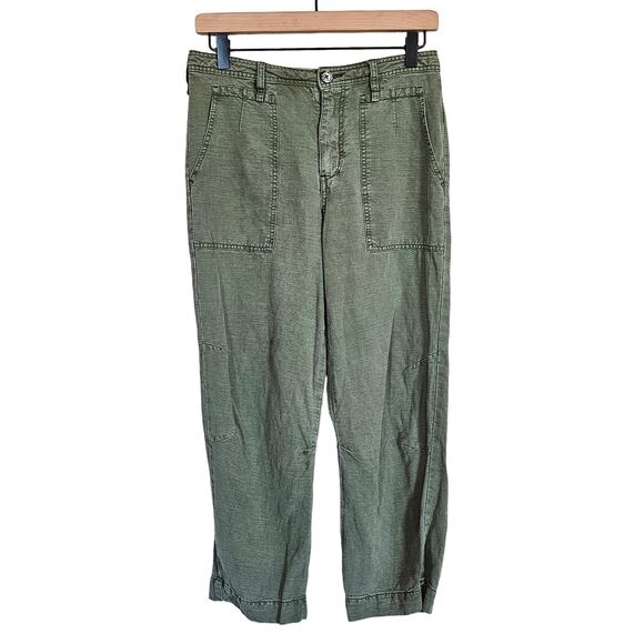 Anthropologie Audra Linen Blend Relaxed Comfy Ankle Utility Pants Womens 25 - Picture 2 of 13